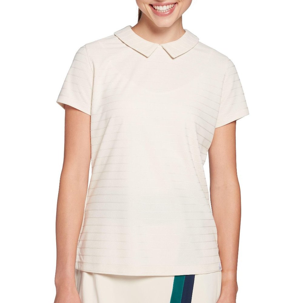 New Lady Hagen Women's Textured Stripe Short Sleeve Golf Polo